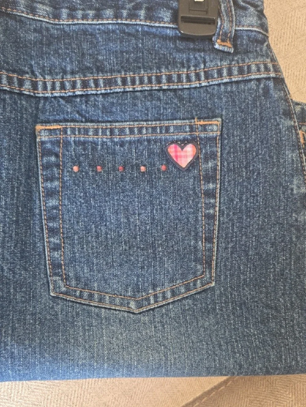 Old NAVY Denim  Skirt with Heart Embroideries - Dark Blue